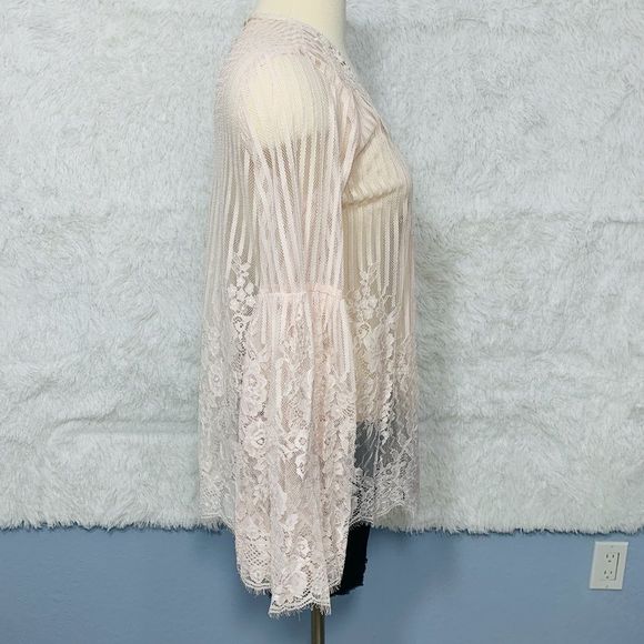 Xhilaration Pink Lace Open Cardigan Bell Sleeve XS - Picture 11 of 15